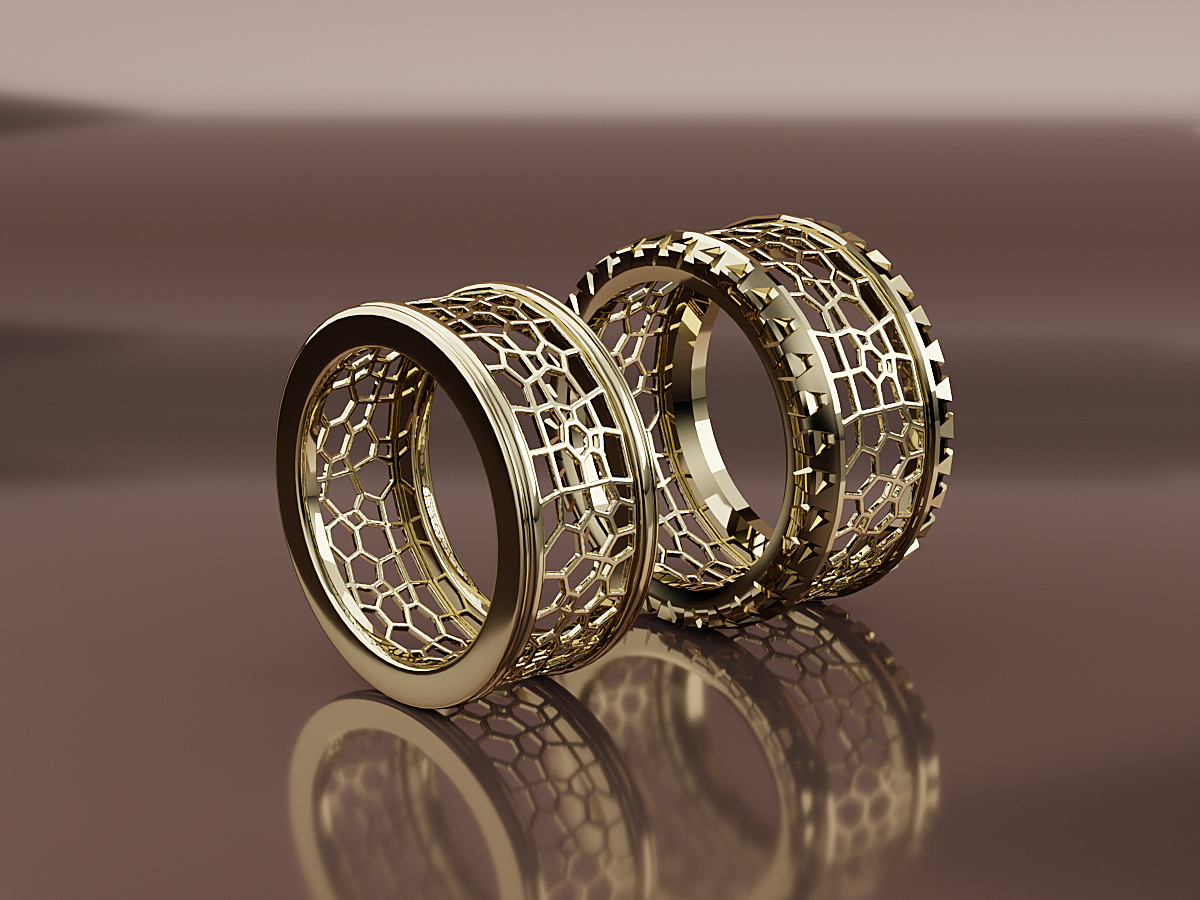 Wireframe Rings. Jewellery Rendering.
